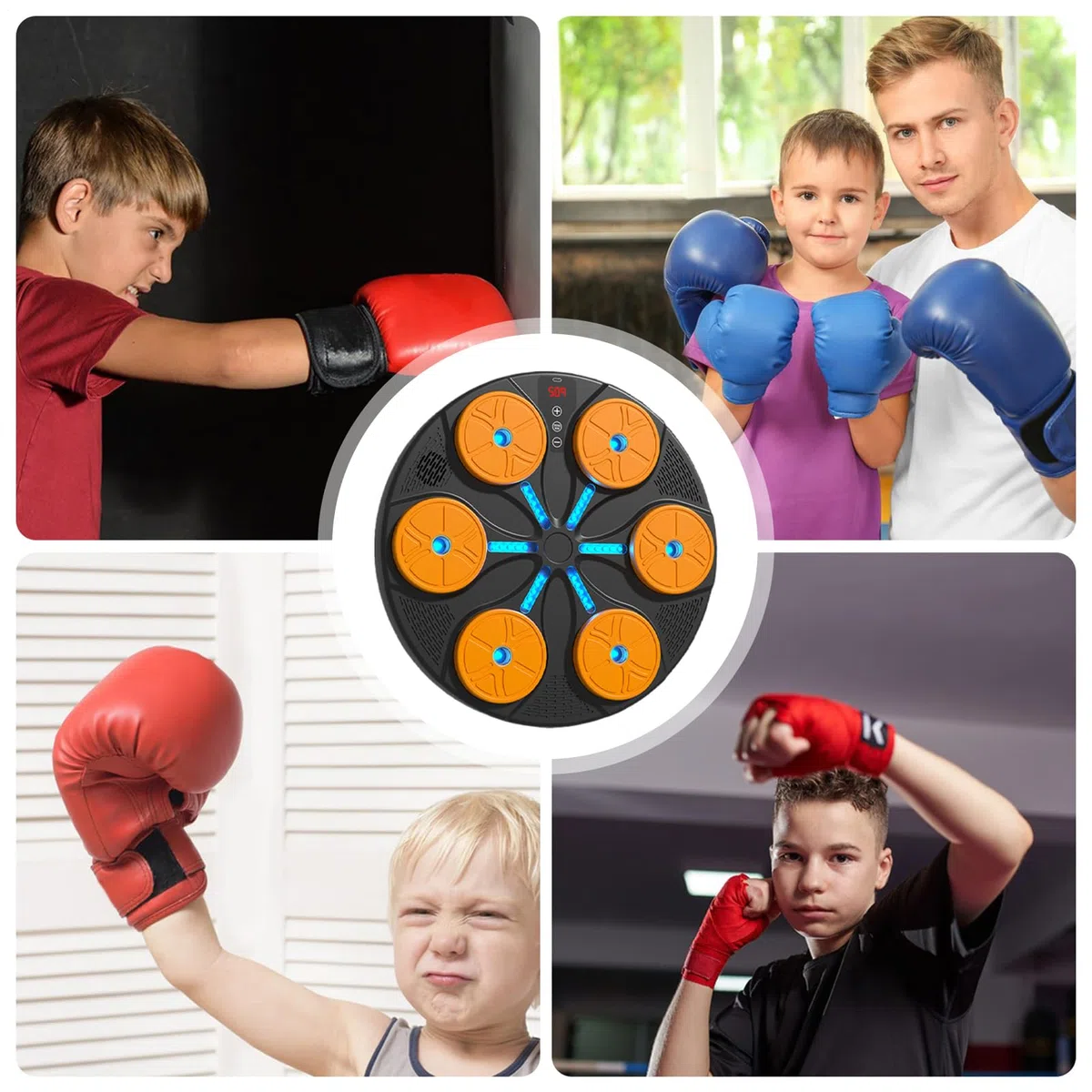 Macchina per Boxe Musicale Allenatore Con 8 Modalità Per Esercizio E | Con RGB Macchina per Allenamento Boxe e Musica Per Donne E Adulti Per Casa, Ufficio, Palestra E Fitness