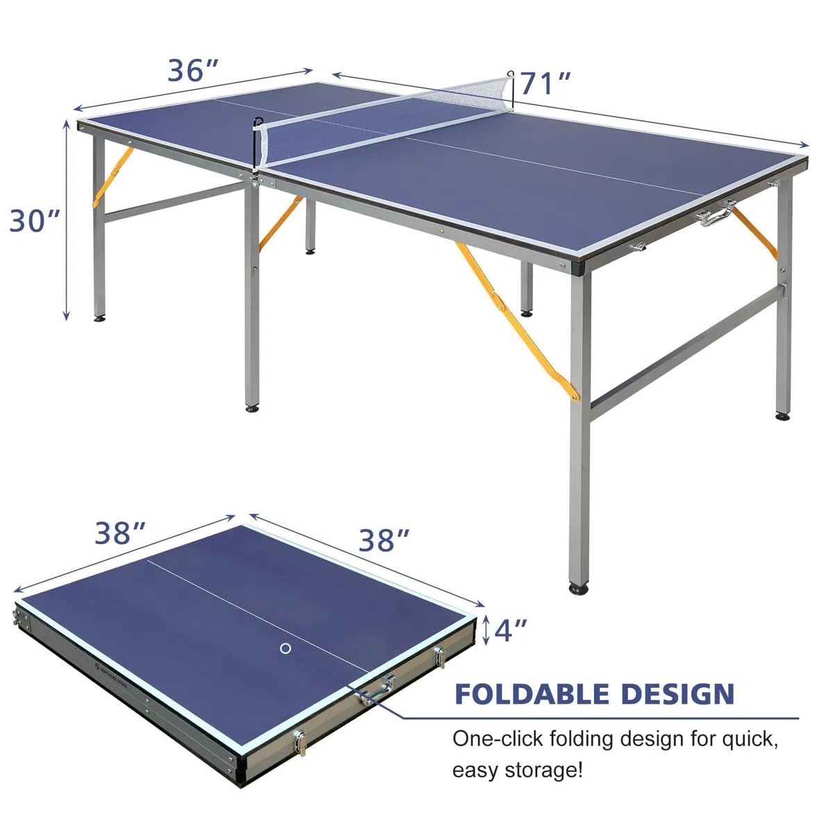 Tavolo da ping pong professionale, tavolo da ping pong pieghevole e mobile per interni ed esterni, dimensione regolamentare, modalità di riproduzione singola per gioco in famiglia, allenamento