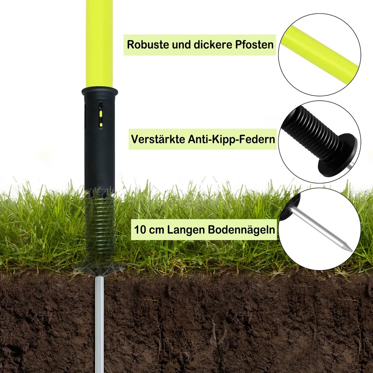 UISEBRT Slalom Poles - Set di aste da calcio, con custodia, per agilità e coordinazione