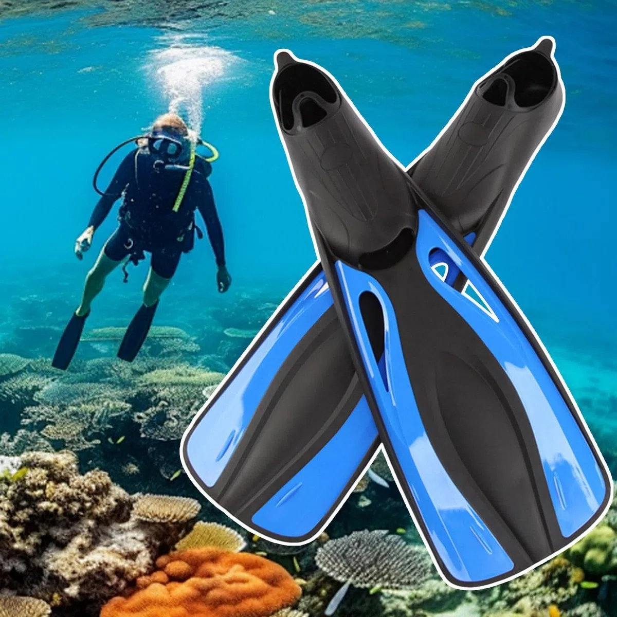 Pinne da nuoto regolabili da 53,3 cm, ideali per l'estate, la spiaggia, i viaggi | Lunghezza 53,3 cm, tacco aperto regolabile, leggero, essenziale per l'estate, per spiaggia/piscina/vacanze