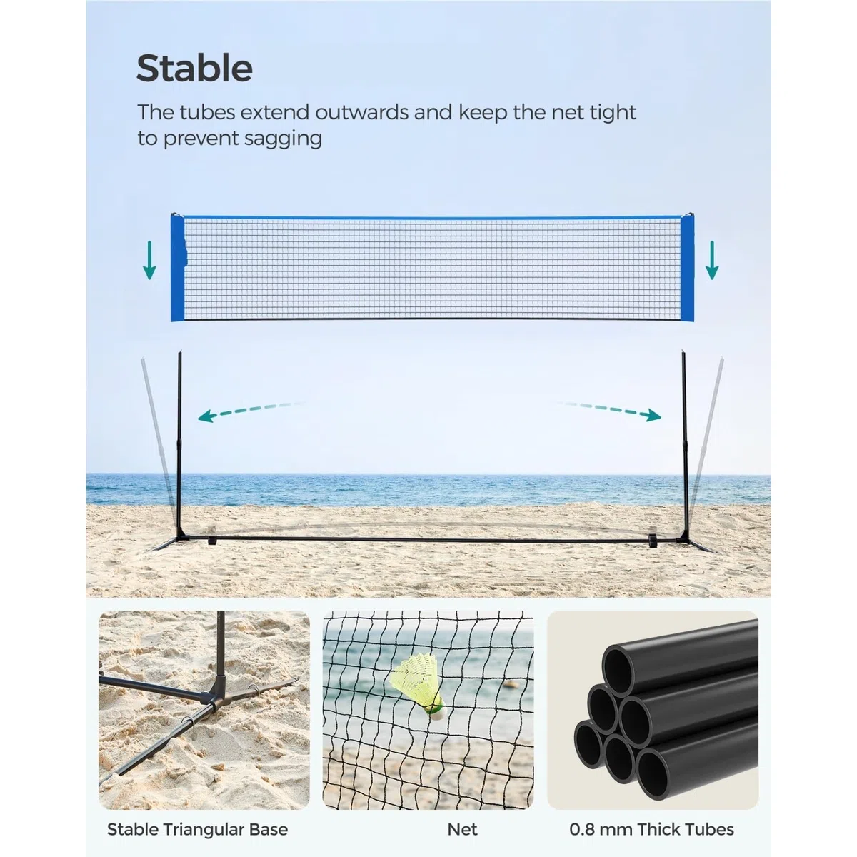 Rete Pallavolo Da Giardino Rete da badminton 3,0 m, rete pallavolo, pali regolabili in altezza, set portatile for tennis