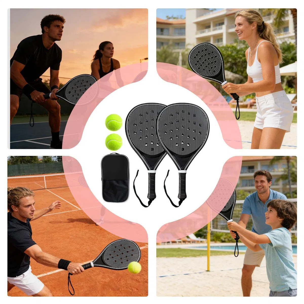 Racchetta da pickleball per adulti, set di pagaia leggera in carbonio, per donne, bambini, adulti, giochi sportivi, allenamento, parco, giardino, scuola, vacanze