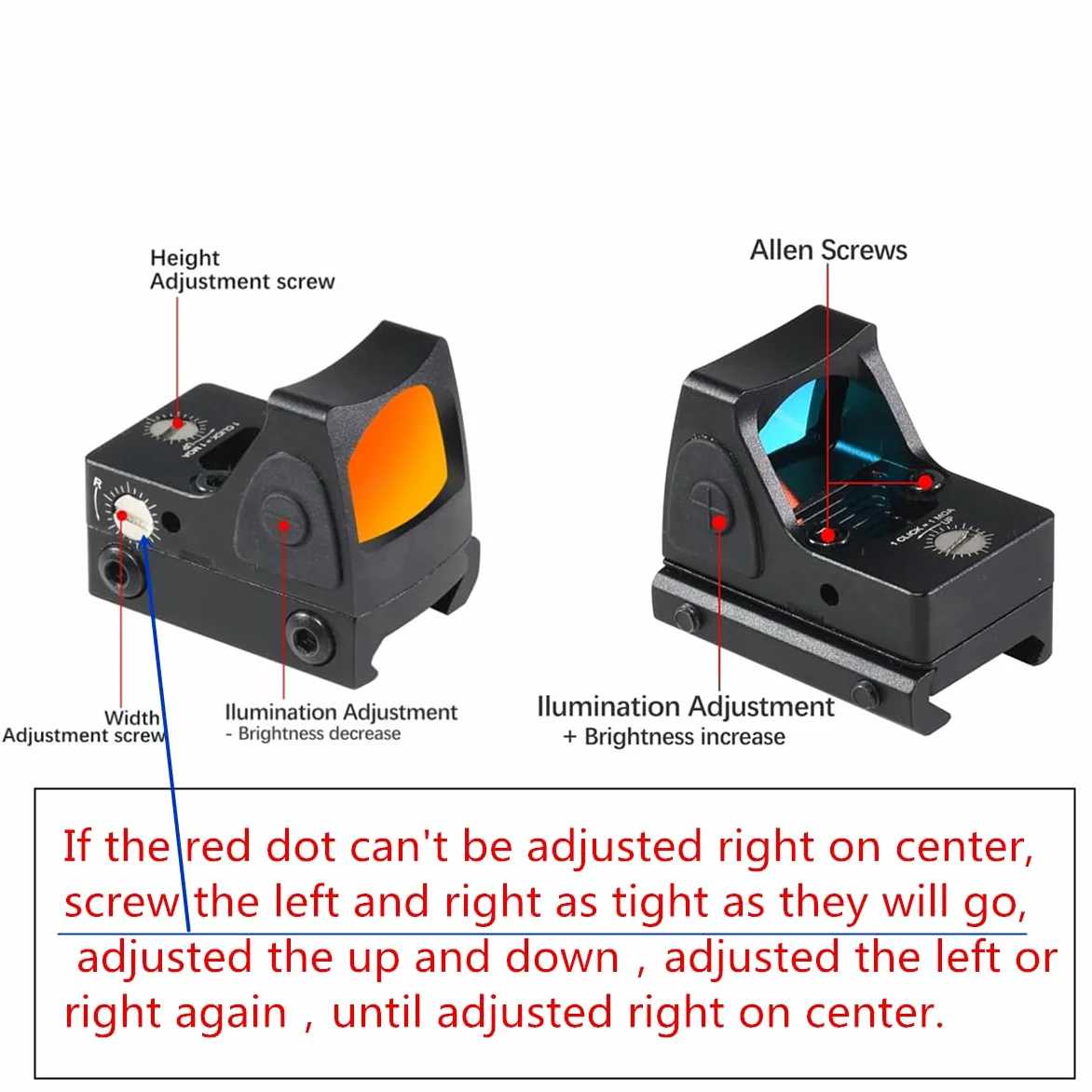 Reflex Sight Red Dot Sights Mit Seitlichem ON/Off Schalter with Universal Mount or Kill Flash Protection (Black/Universal Mount)