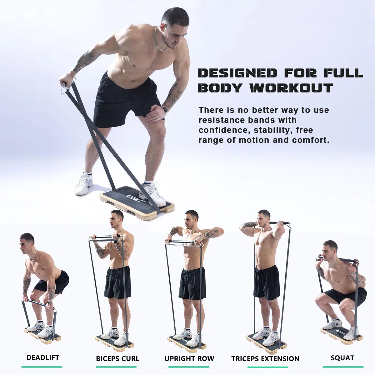 Barra per fascia di resistenza, barra per allenamento con fascia di resistenza, lunghezza regolabile, staccabile, resistente, per allenamento muscolare, allenamento a casa e all'aperto, carico massimo