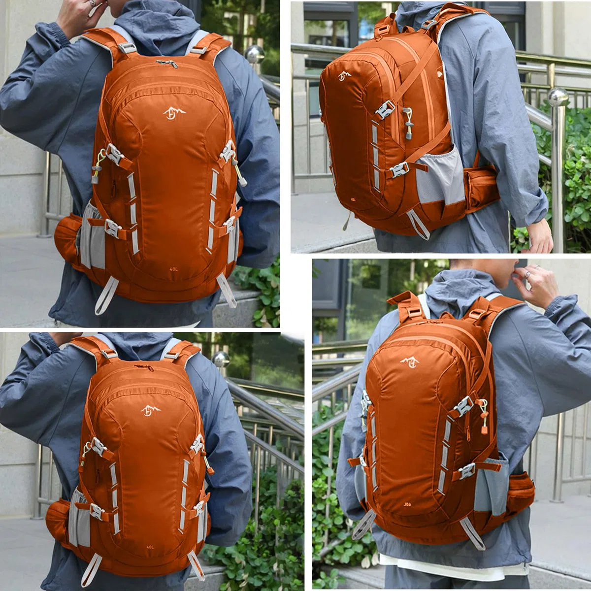 Long Keeper Zaino Trekking - Impermeabile 40L Campeggio Zainetto con Copri Pioggia Leggero Zaino Montagna Zaino di Sport Esterno per Arrampicata Sci Ciclismo Viaggi