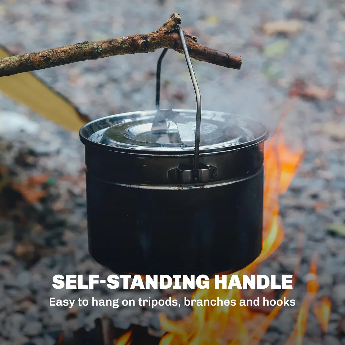 Fire-Maple Antarcti Pentola da Campeggio in Acciaio Inossidabile da 1,8L con Cestello per Cottura a Vapore – Pentola Sospesa per Fuoco da Campo con Manico Pieghevole per Cucina all'Aperto e Bushcraft
