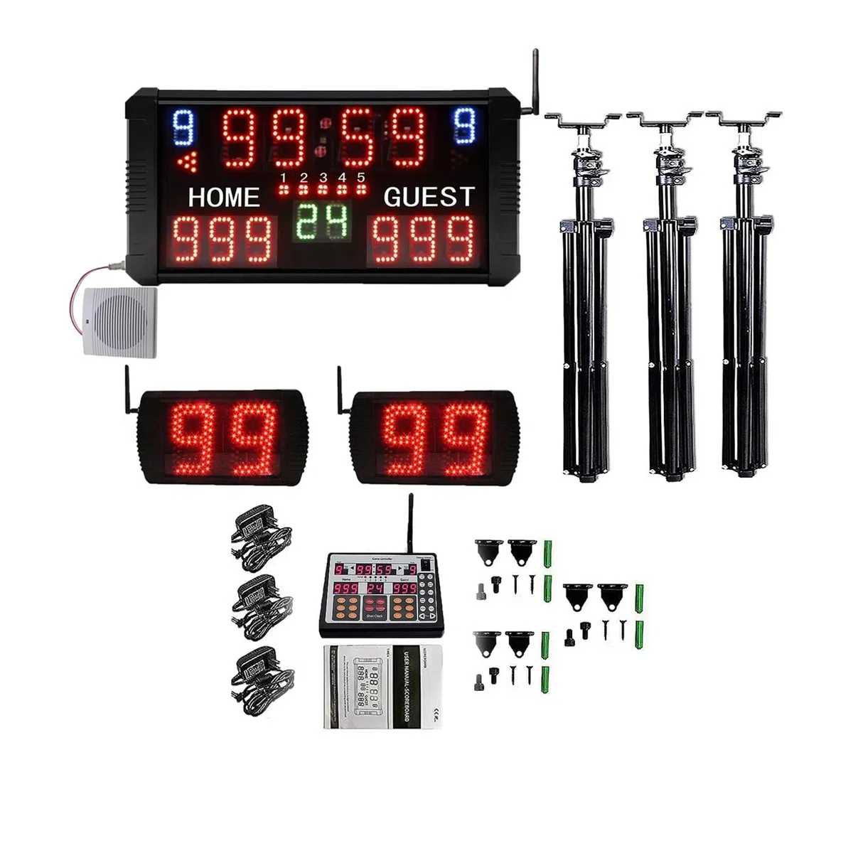 Orologio e Controller for tiri con Timer da Basket, tabellone segnapunti Portatile, Conto alla rovescia di 14 o 24 Secondi, 2 unità(Suit B Consoles)