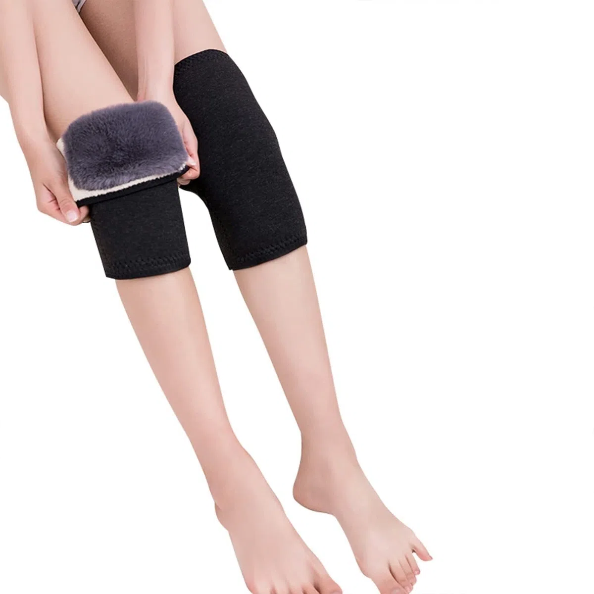 RUVOO Ginocchiere Palestra Calde Imbottiture for Ginocchia E Gambe Foderate in Peluche for Uomini E Donne for Lo Sci, Il Ciclismo, La Corsa Ginocchiera Sportiva