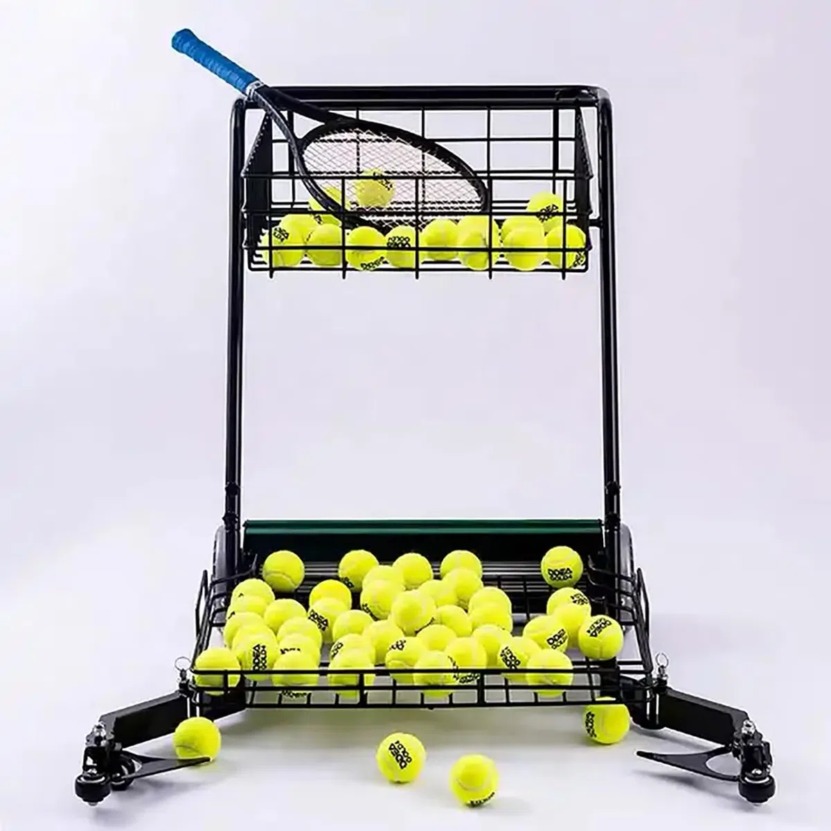 JOSBY Carrello Raccoglitore di Palline da Tennis, Raccolta Automatica di Palline da Tennis, può Contenere Fino a 300 Palline, Efficace su Una varietà di campi, Palestra, Allenamento di Tennis