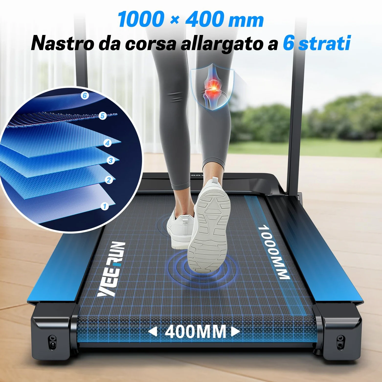 Tapis roulant, 4 in 1 - Inclinazione del 12% - Motore da 2,5 CV - Velocità da 1 a 8 km/h - Dotato di display a LED e console di controllo - Pieghevole