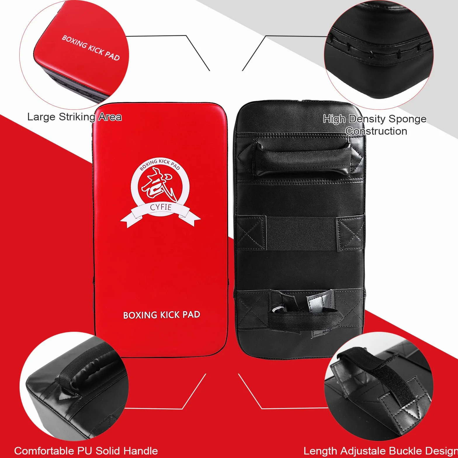 DEWEL Kit da Boxe con Un Paio di Guantoni da Boxe, Un Pad Boxe e Un Colpitori Taekwondo,per L'allenamento Boxe di Karate, MMA, Kickboxing, Karate, Muay Thai, MMA, Wushu eec (4 Pezzi,Rosso)