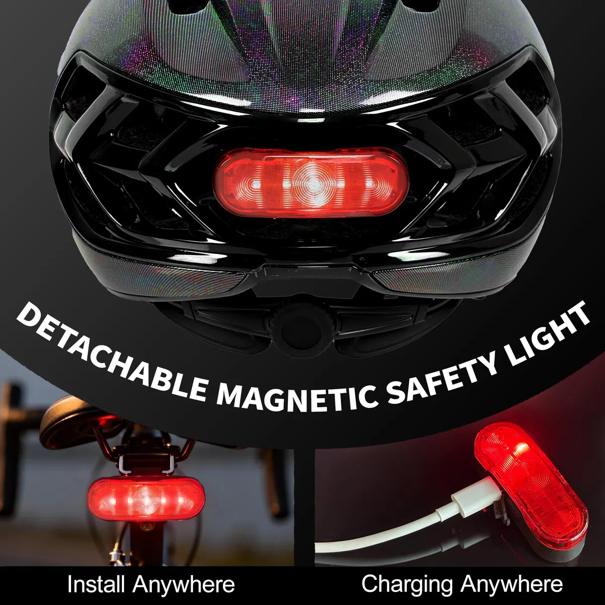 LUMDEER Ionic+ - Casco da bici per adulti con luce magnetica, fodera anti-umidità, certificato di sicurezza per ciclismo e bicicletta, con fibbia magnetica