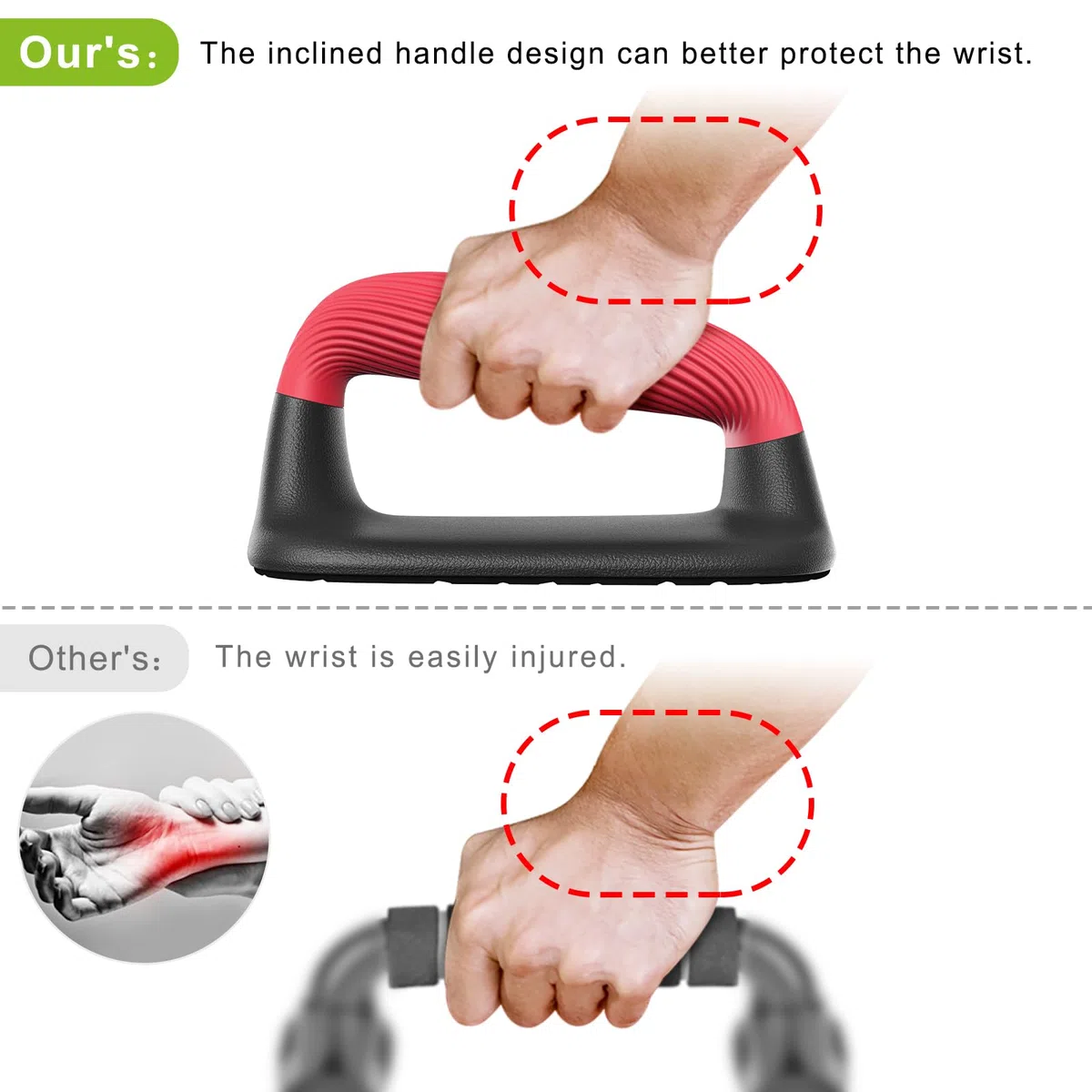 Kipika Barre per flessioni, supporti per flessioni, maniglie in plastica morbida antiscivolo, cuscinetto inferiore antiscivolo, attrezzatura per allenamento della forza, perfette per esercizi a