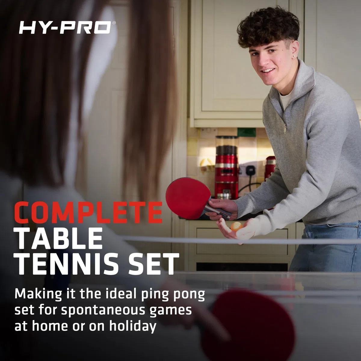 Hy-Pro Set da ping pong portatile – con rete estensibile fino a 170 cm, 2 racchette, 3 palline, borsa per il trasporto, palline a 3 stelle, per bambini e adulti, interni ed esterni, set da ping pong