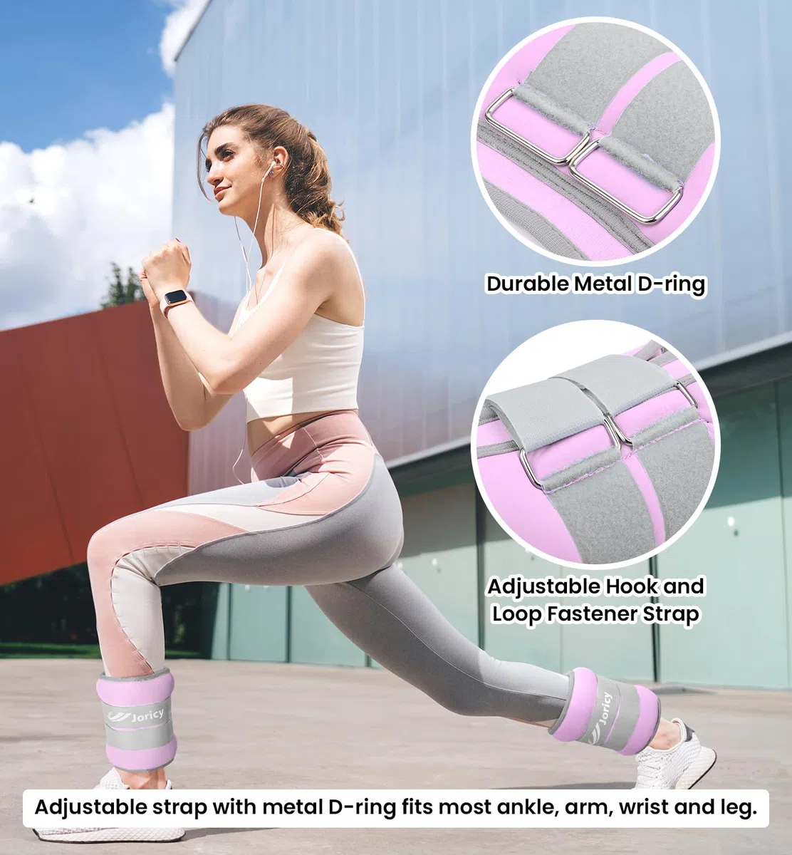 JORICY Pesi per Caviglie, Cavigliere Pesi Caviglie con Strisce Regolabili Set di 1 2 3 4 5 6 8 10 kg Peso Caviglia Cavigliera Pesi Polsi e Caviglie per Palestra Pilates Fitness Donna Uomo