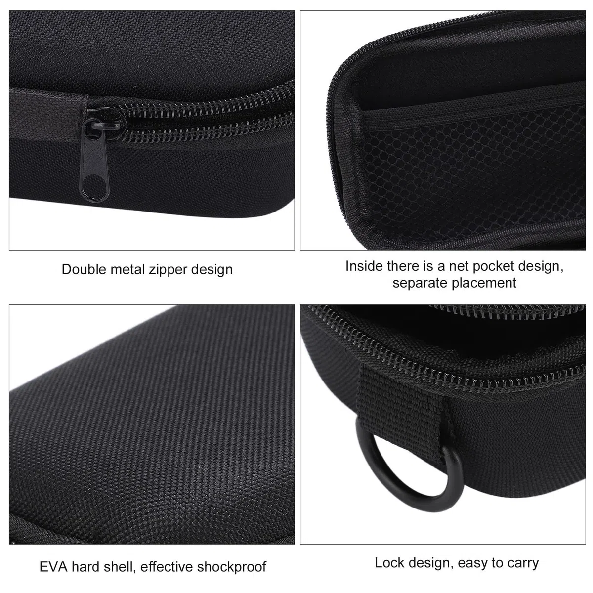 Borsa rigida in EVA per canna da pesca con borsa interna a rete, tracolla, doppia cerniera in metallo e design con serratura