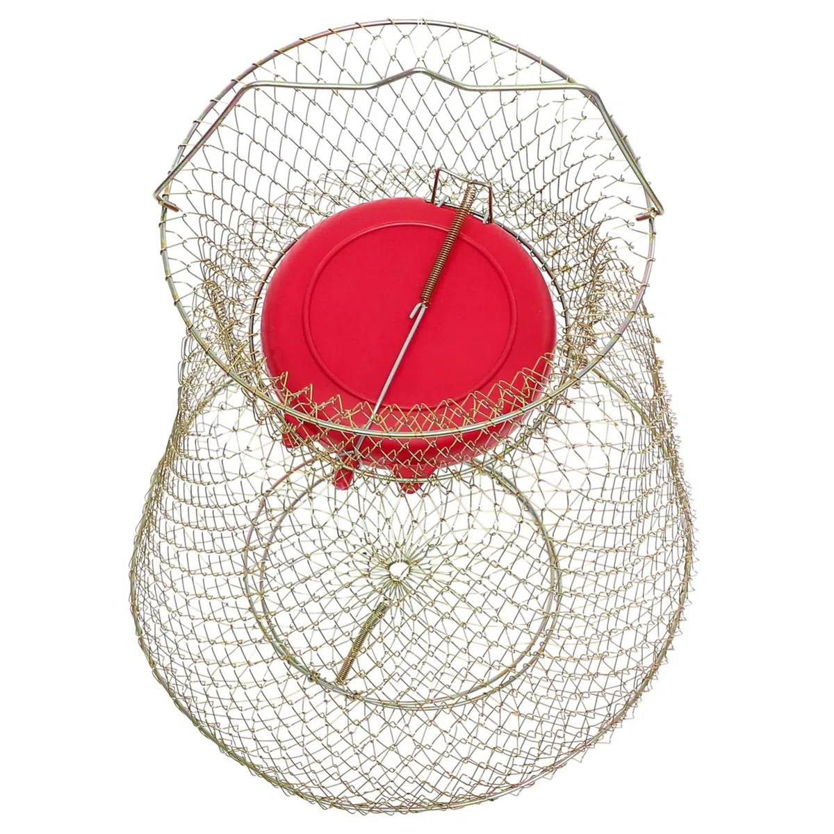 Gabbia da Pesca in Ferro, 1 Pezzo, con Ciotola Galleggiante | Colore Oro, Resistente All'usura, Facile Riporre e Trasportare, Resta a Galla in Acqua