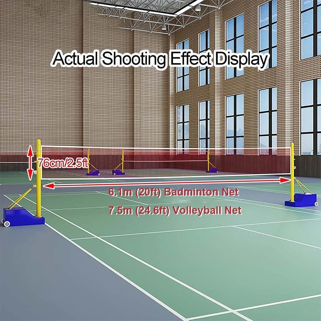 Pali regolabili per badminton da 1,5-2,1 m, supporto per pallavolo con rete, portatile, per cortile, interni, esterni, adulti, bambini, scuola, giardino
