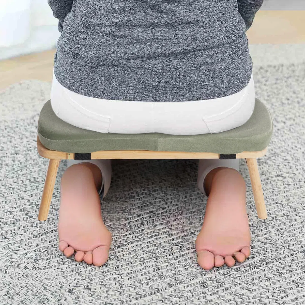 Panca da meditazione, pieghevole, da yoga, con cuscino, ergonomica, pieghevole, comoda e morbida, imbottita, accessori per yoga (verde)