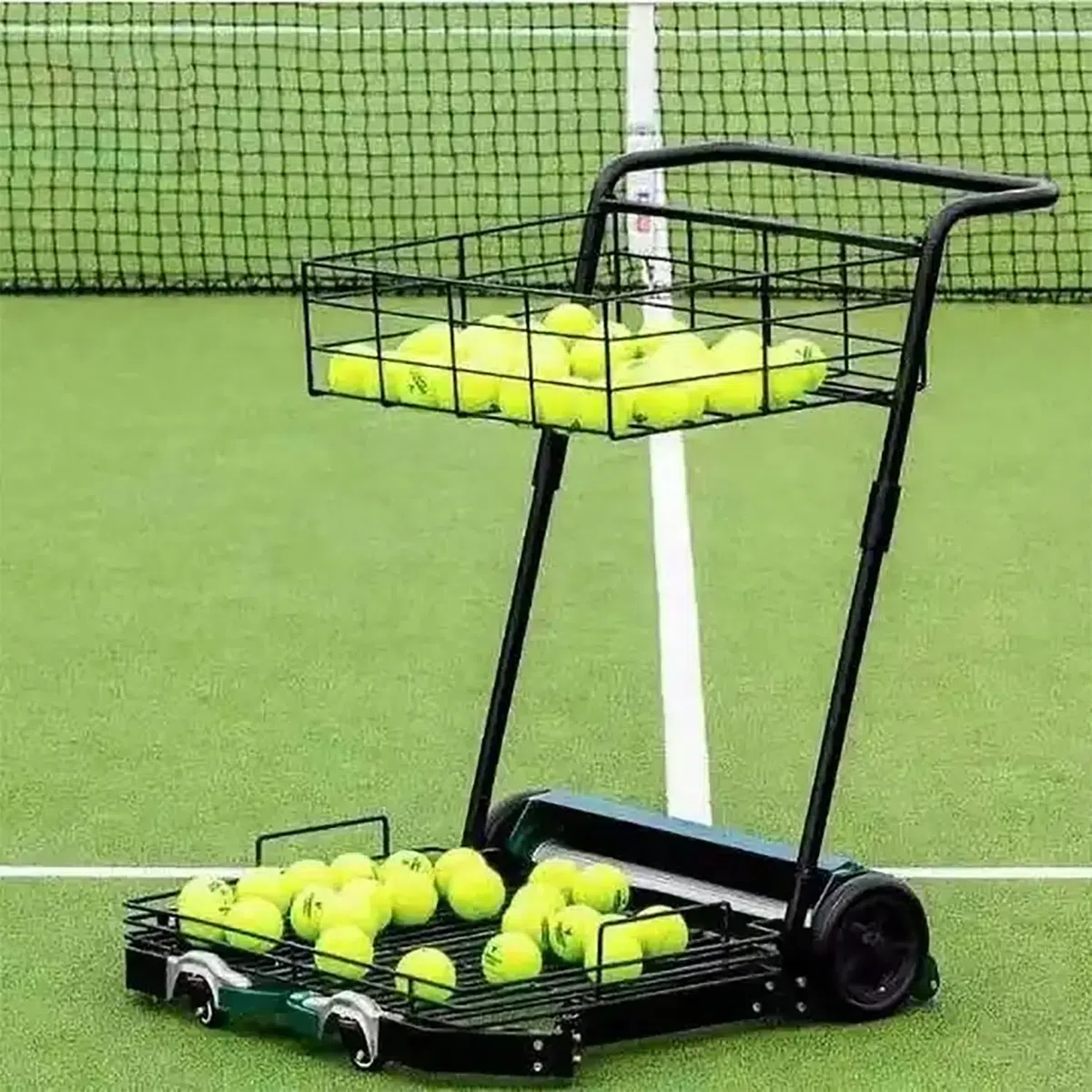 JOSBY Carrello Raccoglitore di Palline da Tennis, Raccolta Automatica di Palline da Tennis, può Contenere Fino a 300 Palline, Efficace su Una varietà di campi, Palestra, Allenamento di Tennis