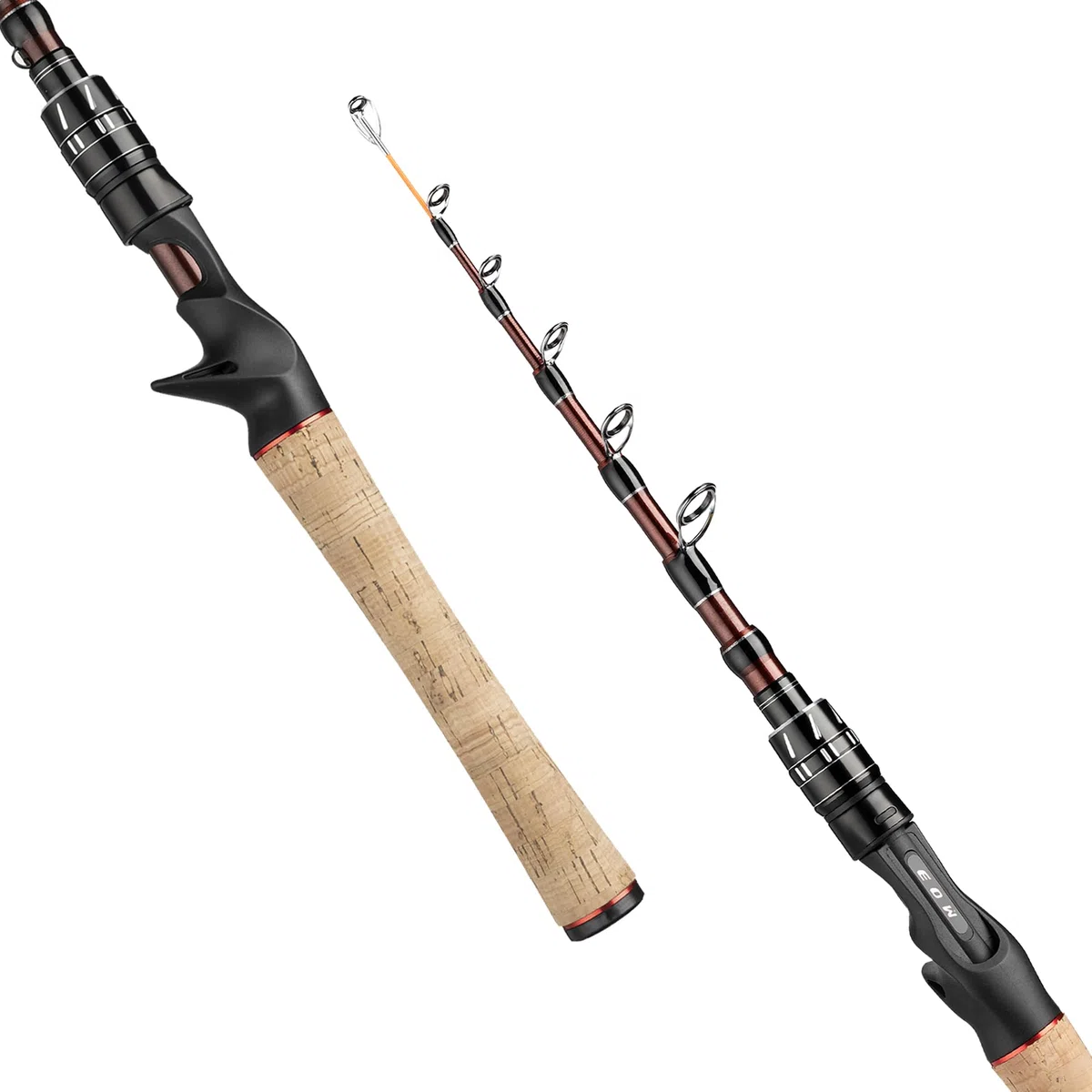 EOW XPEDITE Canna da pesca telescopica portatile, spinning & casting, 24 denti in carbonio e punta in carbonio solido, manico in sughero, canna da viaggio
