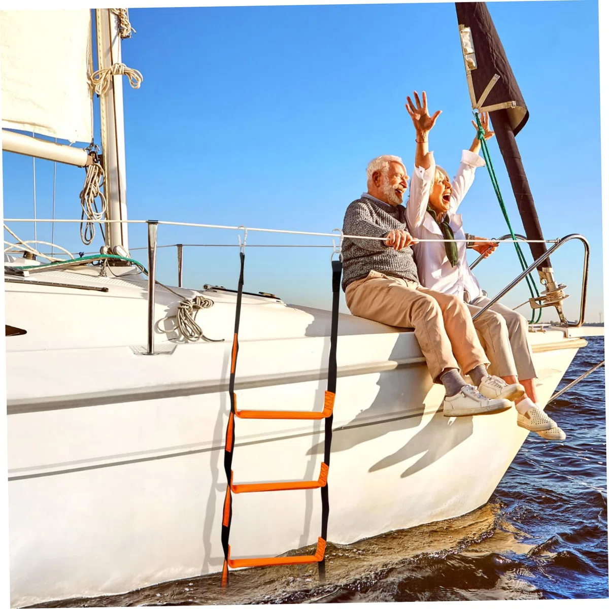 Scaletta per Barca, Scala di Corda per Barca Corda per Carichi Pesanti a 4 Gradini per Adulti con Gradini Rinforzati Ideale per Gommoni Kayak Barche a Motore e Canoe