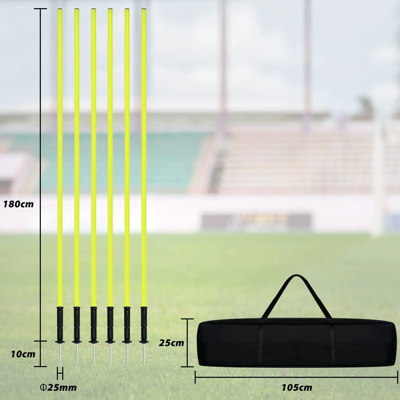 UISEBRT Slalom Poles - Set di aste da calcio, con custodia, per agilità e coordinazione