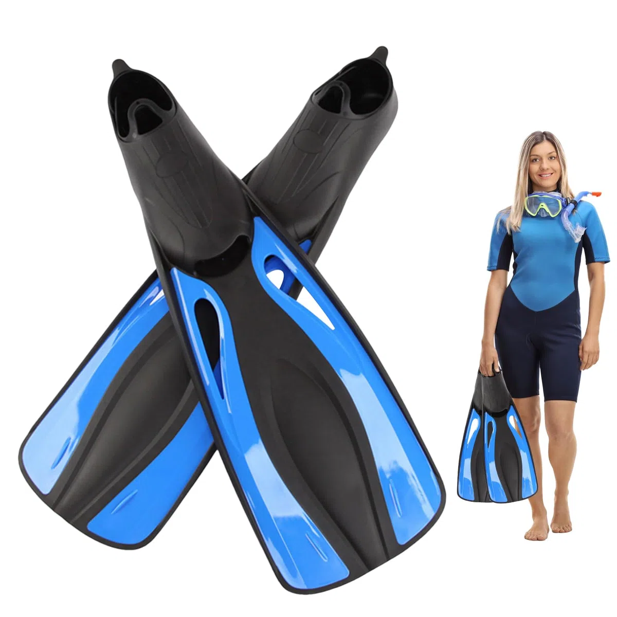 Pinne da nuoto per adulti – Set di pinne da nuoto per adulti, 1 paio di pinne regolabili per attività sportive in acqua, per donne, uomini e donne