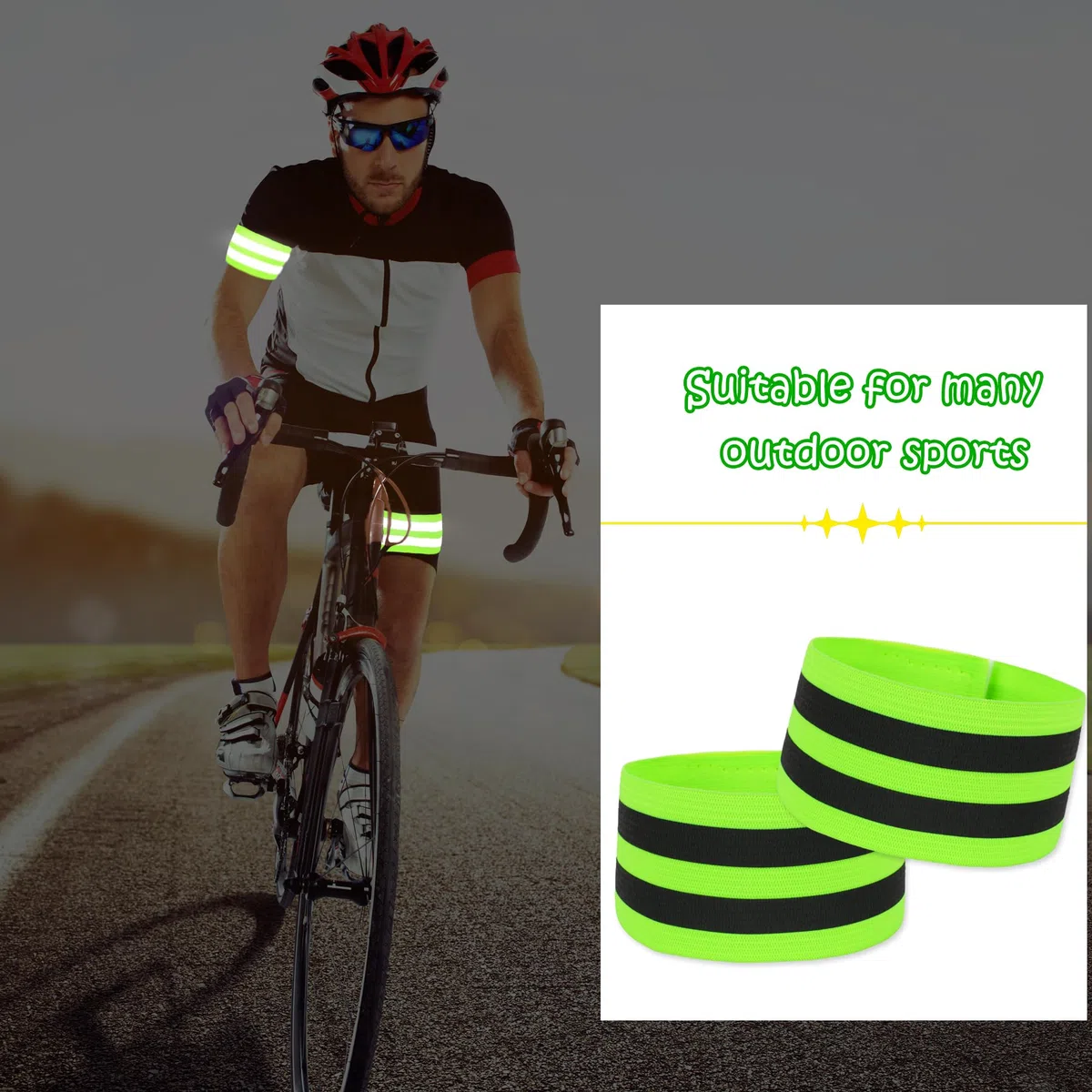 56 pz bande riflettenti riflettore corsa GearVisibility cinghie riflettenti per braccio, caviglia, gamba, polso, donne uomini notte ciclismo camminata corsa