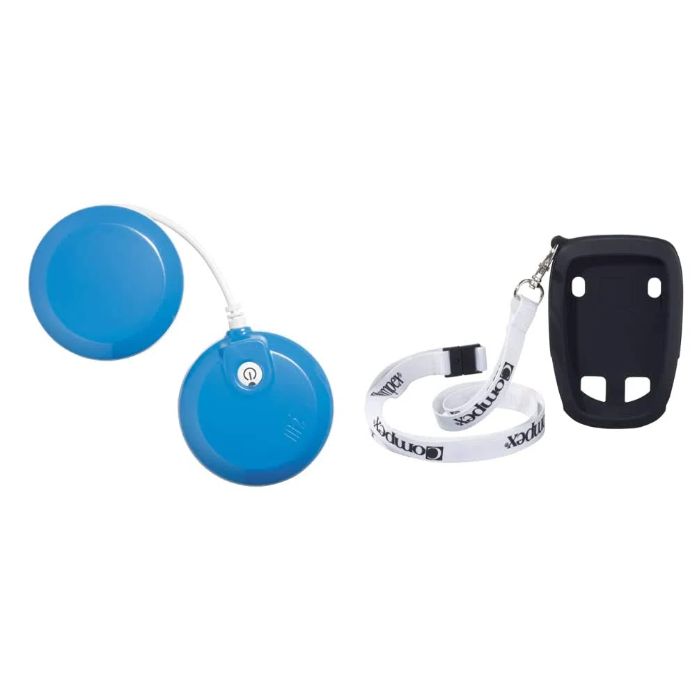 Compex Fit 5.0 Coppia di 2 Moduli, Blu & Wireless Guaina Protettiva con Cordino, Nero