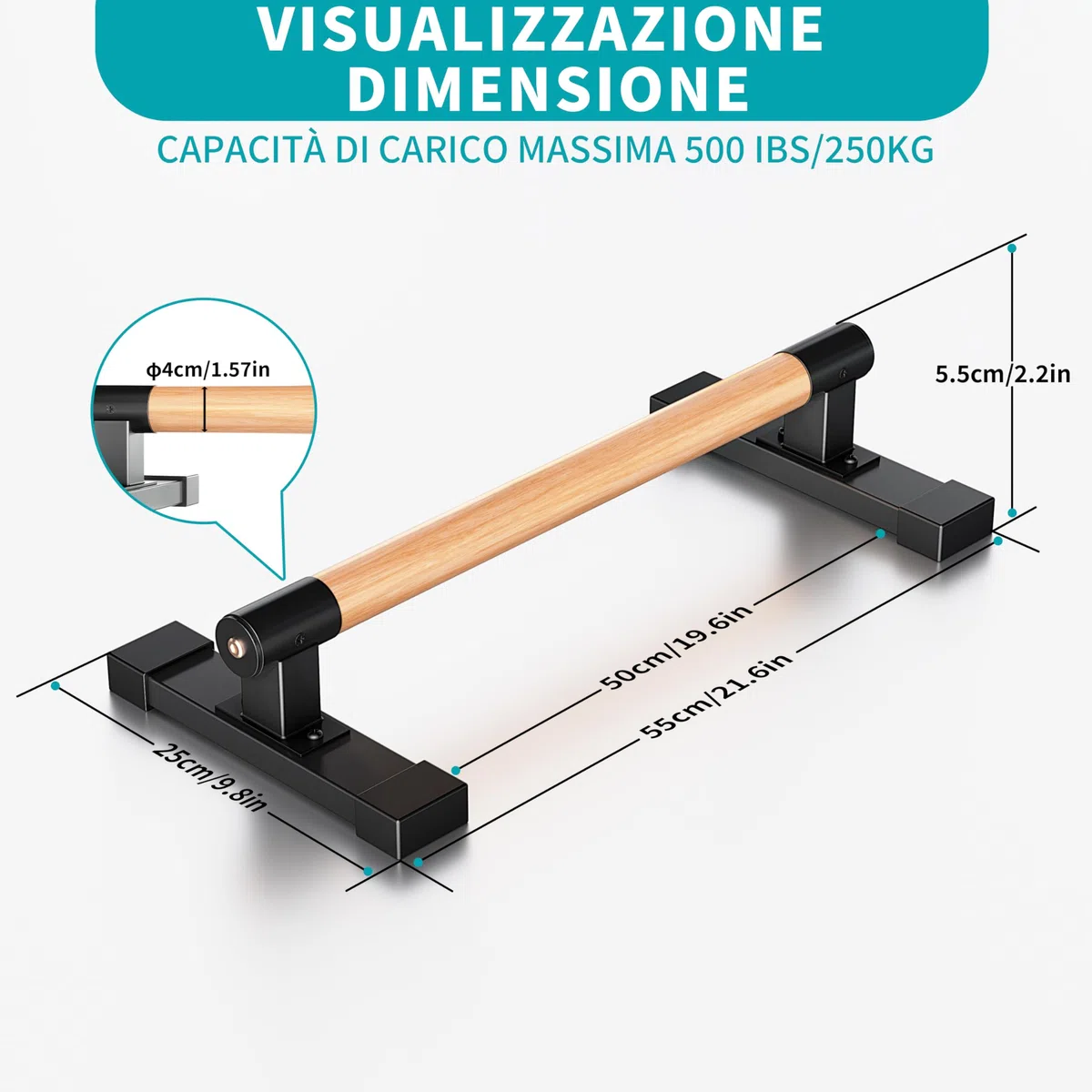 Barre parallele,Push Up Parallettes con Impugnatura in Legno per Calisthenics,verticali e allenamento della forza con manici in legno di faggio,attrezzatura fitness per dei muscoli de
