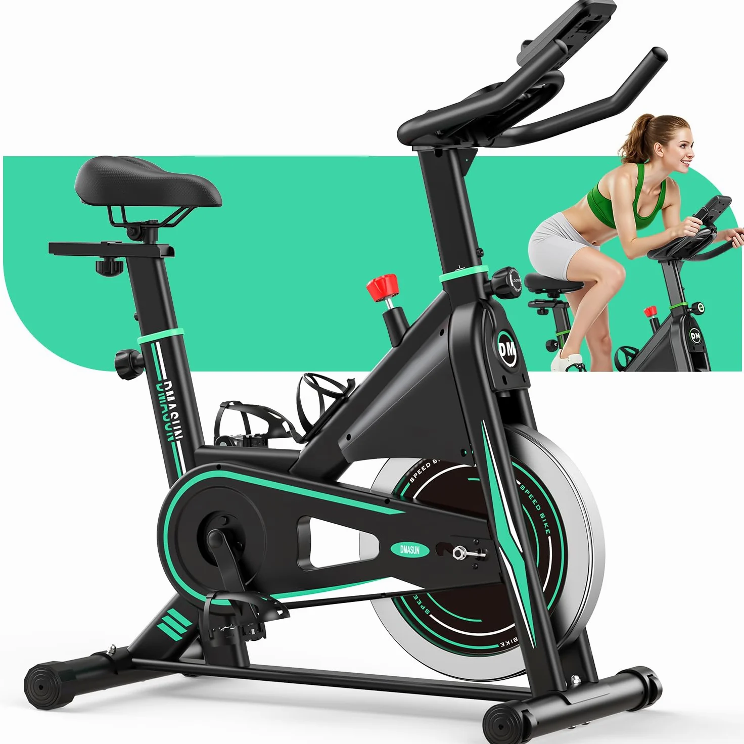 DMASUN Cyclette per uso domestico in palestra, con display LCD e supporto per tablet, silenziosa, resistenza 0-100%, cyclette professionale con seduta comoda, capacità 350/163,3 kg