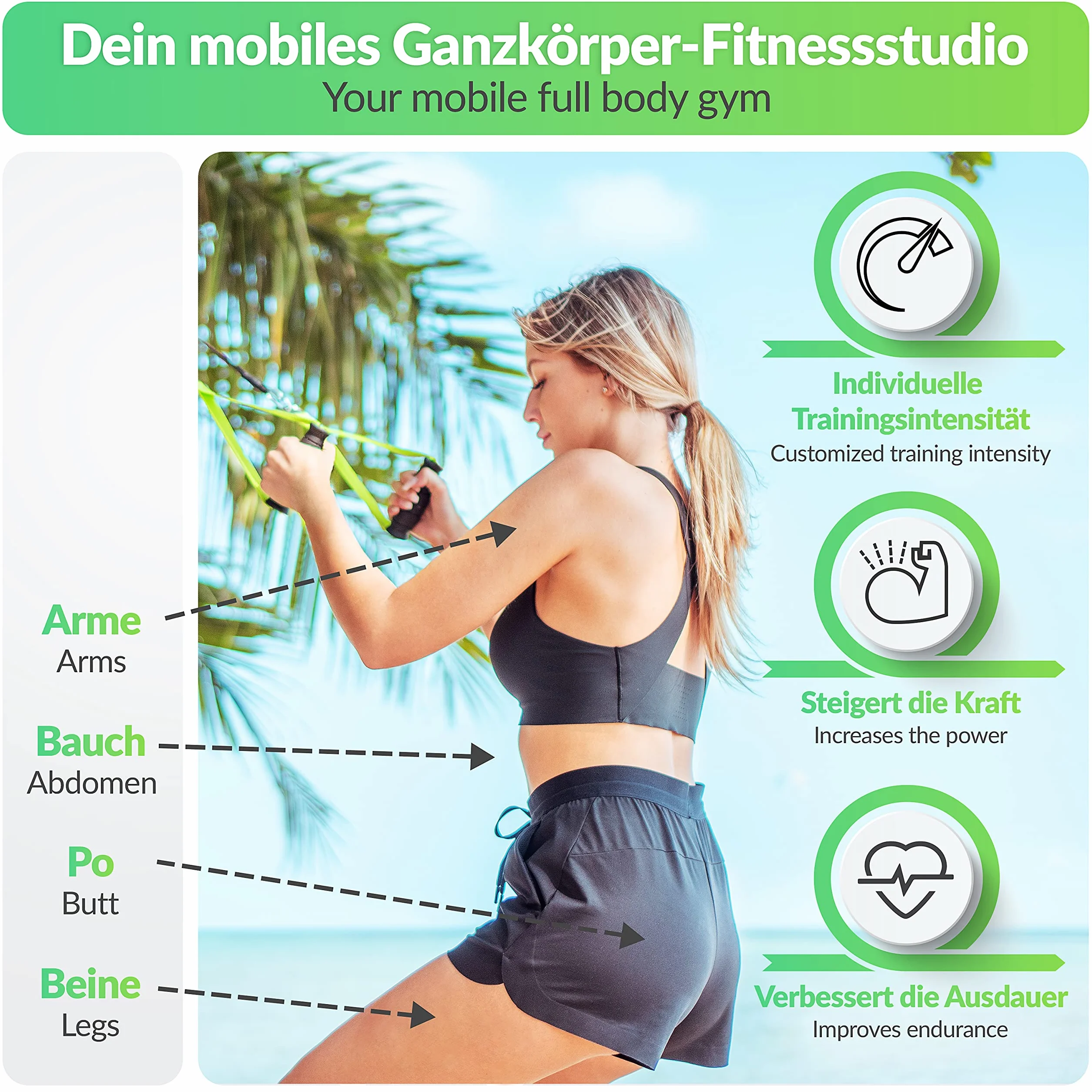 BodyCROSS Premium Original Sling Trainer – kit allenamento sospensione Professionale Completo | Alta Qualità Tedesca | Garanzia 10 Anni