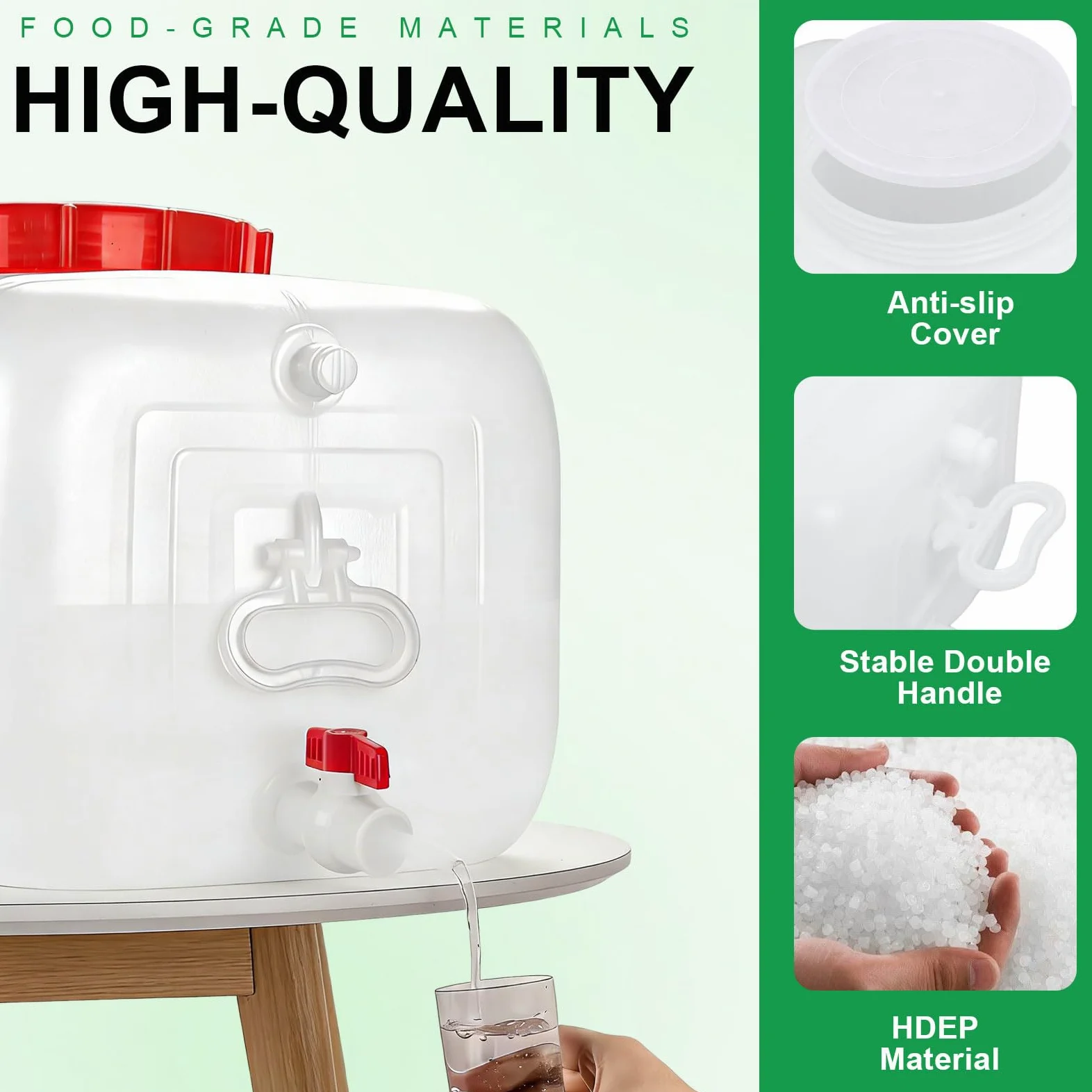 Tanica Acqua con Rubinetto, Serbatoio Acqua Plastica Alimentare per Campeggio, Giardinaggio, Emergenza, Uso Domestico Robusta e Resistente ai Raggi UV con valvola(Size:25L,Color:Bianco)