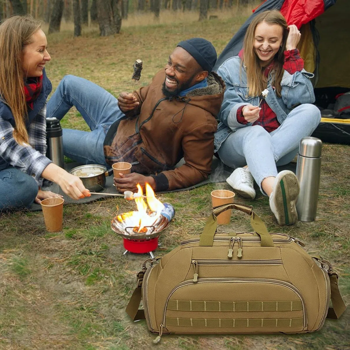 Zaino Da Palestra Per Uomini con Scomparto per Scarpe Impermeabile | Borsa Sportiva Duffle Multiuso per Viaggio Escursionismo Campeggio Trekking Pesca Fitness Notturno e Weekend