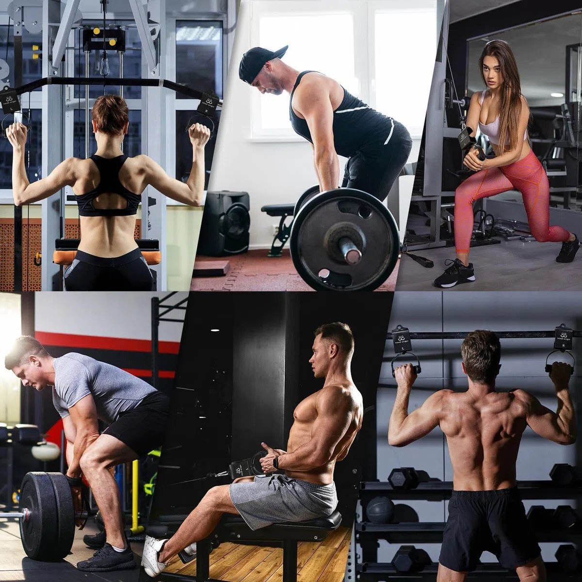 Maniglie per Esercizi in Palestra Attacchi Antiscivolo Ad Alta Resistenza | Maniglie Per Macchine A Cavi Palestra Fitness Per Atleti Donne Uomini Adulti Adolescenti Barra Per Trazioni Puleggia Res