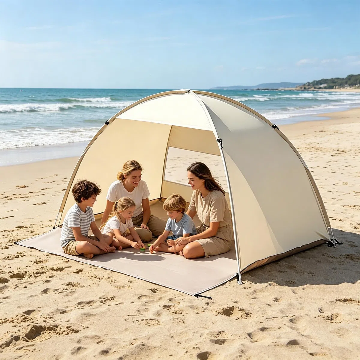 Tenda da Spiaggia Ombrellone Portatile Facile da Montare | Tenda Ombrellante per 3-4 Persone, Campeggio, Giardino, Picnic, Famiglia, Pesca, Escursionismo, Viaggio, Trekking