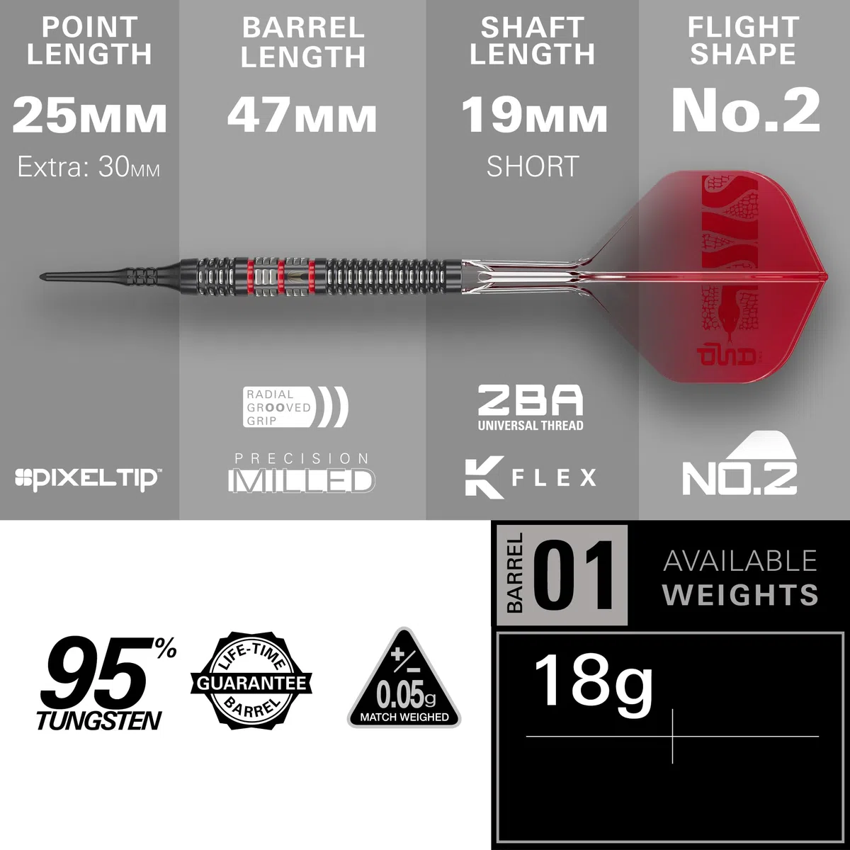 Target Darts Nathan Aspinall Punta Morbida 95K Freccette Set, 18G | 95% Tungsteno Freccettes, K-Flex N. 2 Aliette e Aste, Nero Pixel Tips & Svizzero Titanio Conversione Acciaio Punti | Player Edition