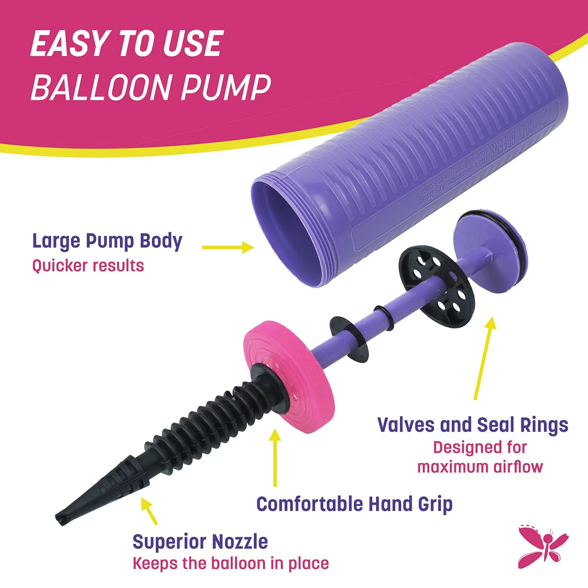 Pompa per palloncini manuale, pompa ad aria per palloncini – 2 vie a doppia azione, gli amici possono aiutare, facile da usare, garanzia di soddisfazione a vita al 100% – robusta pompa di gonfiaggio