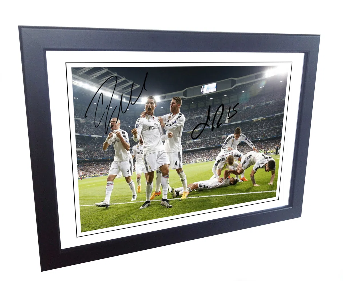 12 x 8 A4 firmato cristiano Ronaldo Sergio Ramos Real Madrid autografato foto fotografia immagine