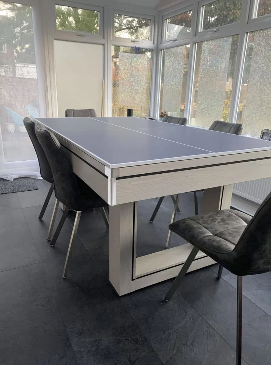 Tavolo da biliardo multifunzionale con piano da pranzo e ping pong, 1,8 m/2,1 m, tutti gli accessori inclusi, perfetto per giochi in famiglia e tempo libero