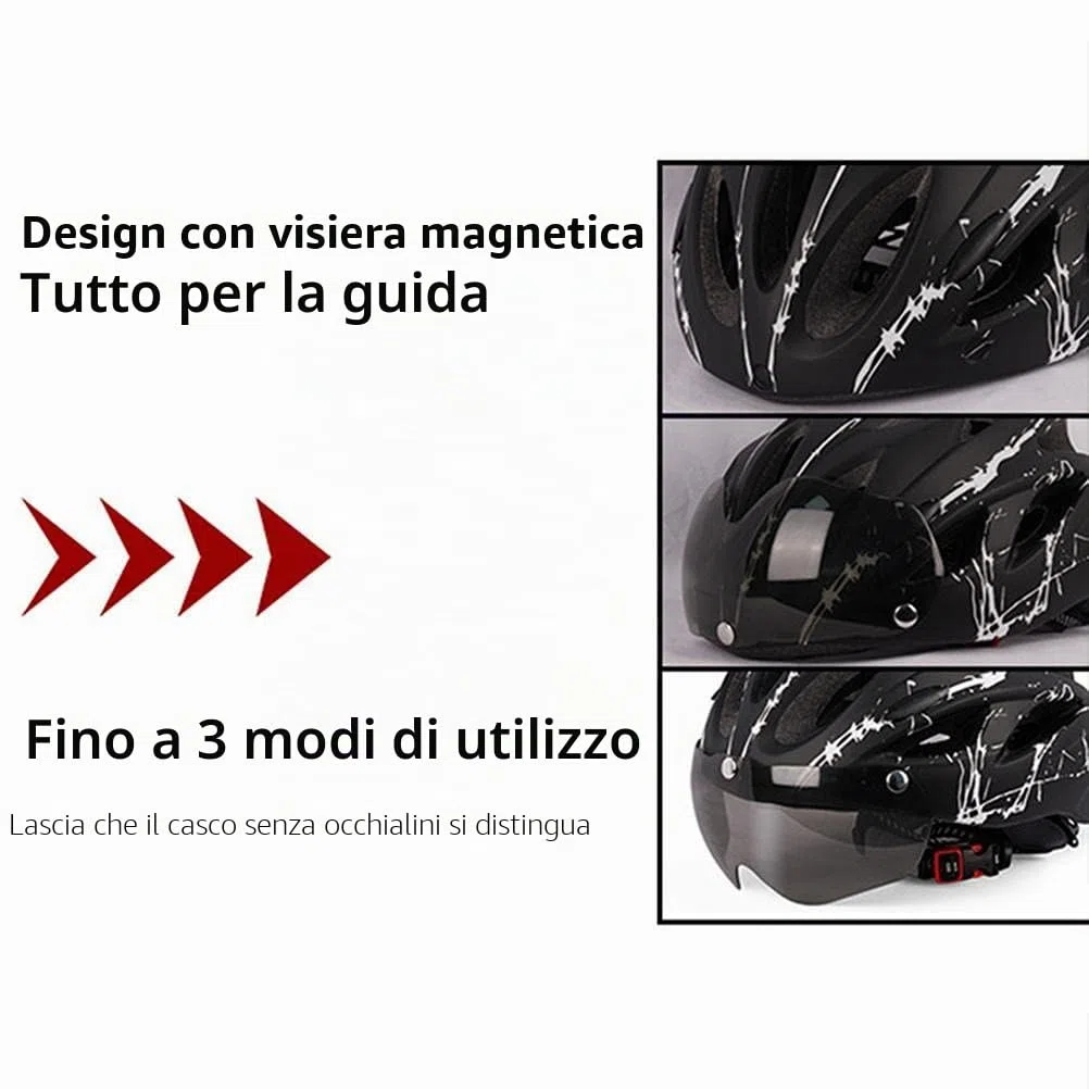 Casco da Casco da Bici Leggero e Traspirante con Visiera Parasole, Misura Regolabile, per Uomini e Donne Adulti, con Visiera Magnetica per Mountain Bike (Blu)
