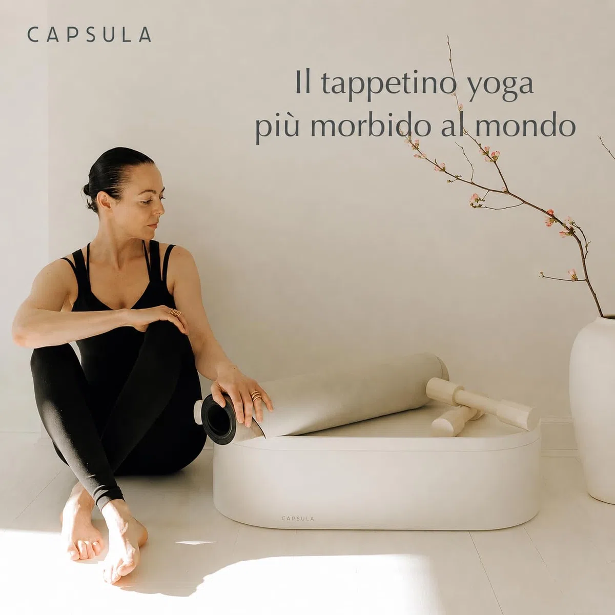 Capsula Tappetino Yoga Premium Extra Lungo (200 cm), 3 mm, Antiscivolo – Effetto Camoscio Vegano & Gomma Naturale, Supporto per le Articolazioni, Tappetino Yoga Design per Studio e Casa