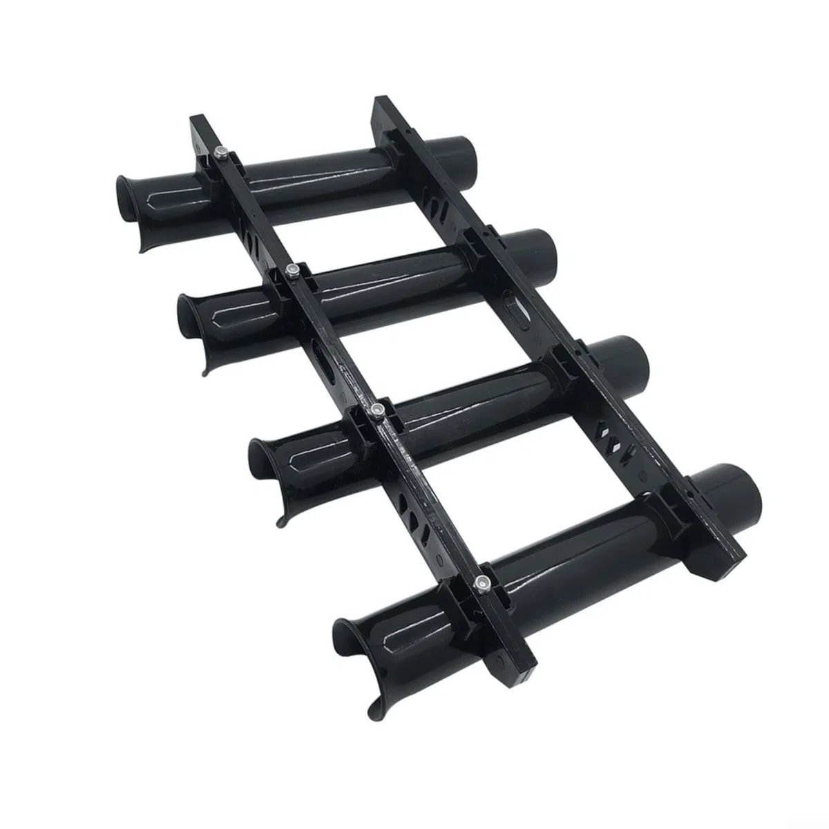 Confezione da 4 supporti per canna da pesca, montaggio a parete, in plastica, stabile, per yacht, kayak, uso marino, nero, 475 x 305 mm
