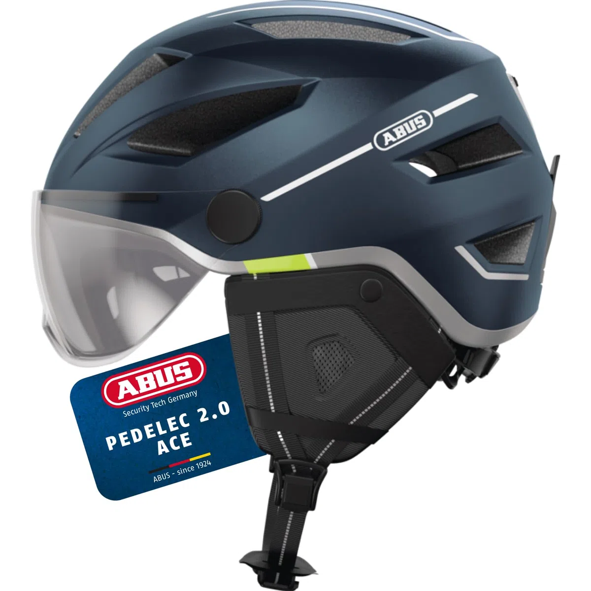 ABUS Casco da città Pedelec 2.0 ACE - Casco da bicicletta con luce posteriore, visiera, cappuccio antipioggia, protezioni per le orecchie - per uomo e donna