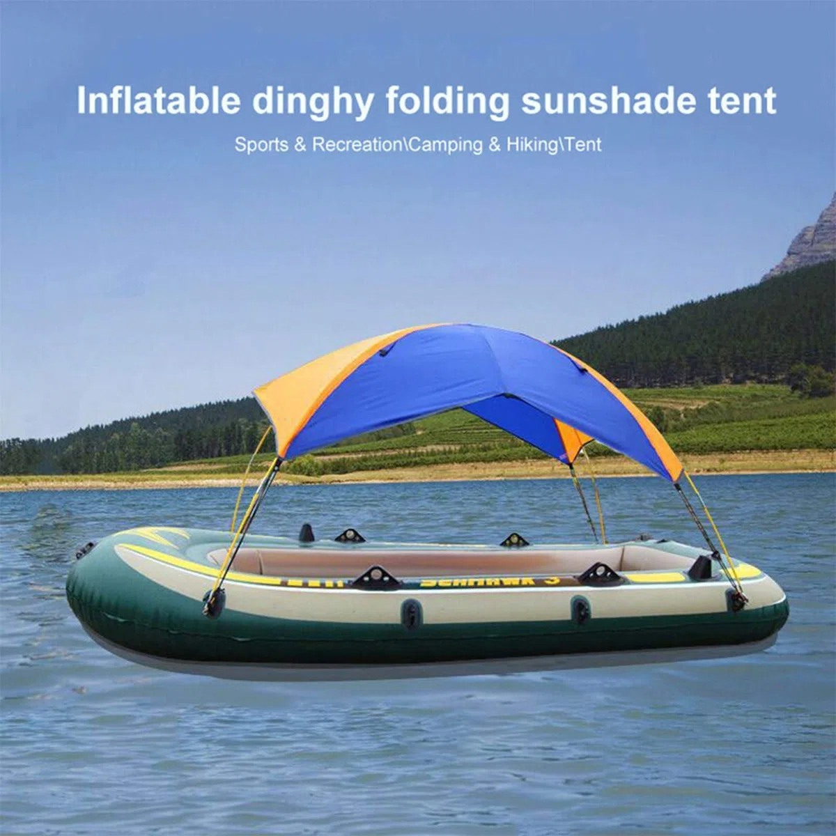 Tenda a baldacchino pieghevole per canoni da 4 a 5 persone, canotto da 4 a 5 persone, canopy, tendone parasole per attività sportive acquatiche