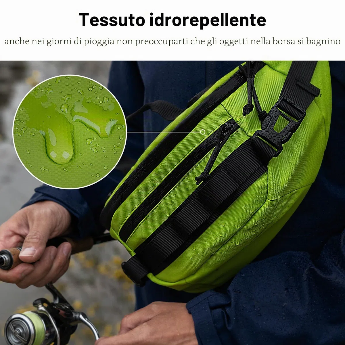 THKFISH Borsa per attrezzatura da pesca Marsupio Uomo impermeabile per donna e uomo Borsa a tracolla da pesca