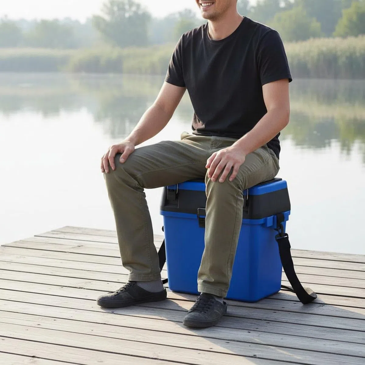 Cassetta da Pesca con Seduta Coperchio Imbottito Sgabello Contenitore da Pesca Ampio Vano Superiore Organizer per Attrezzatura, color to 4