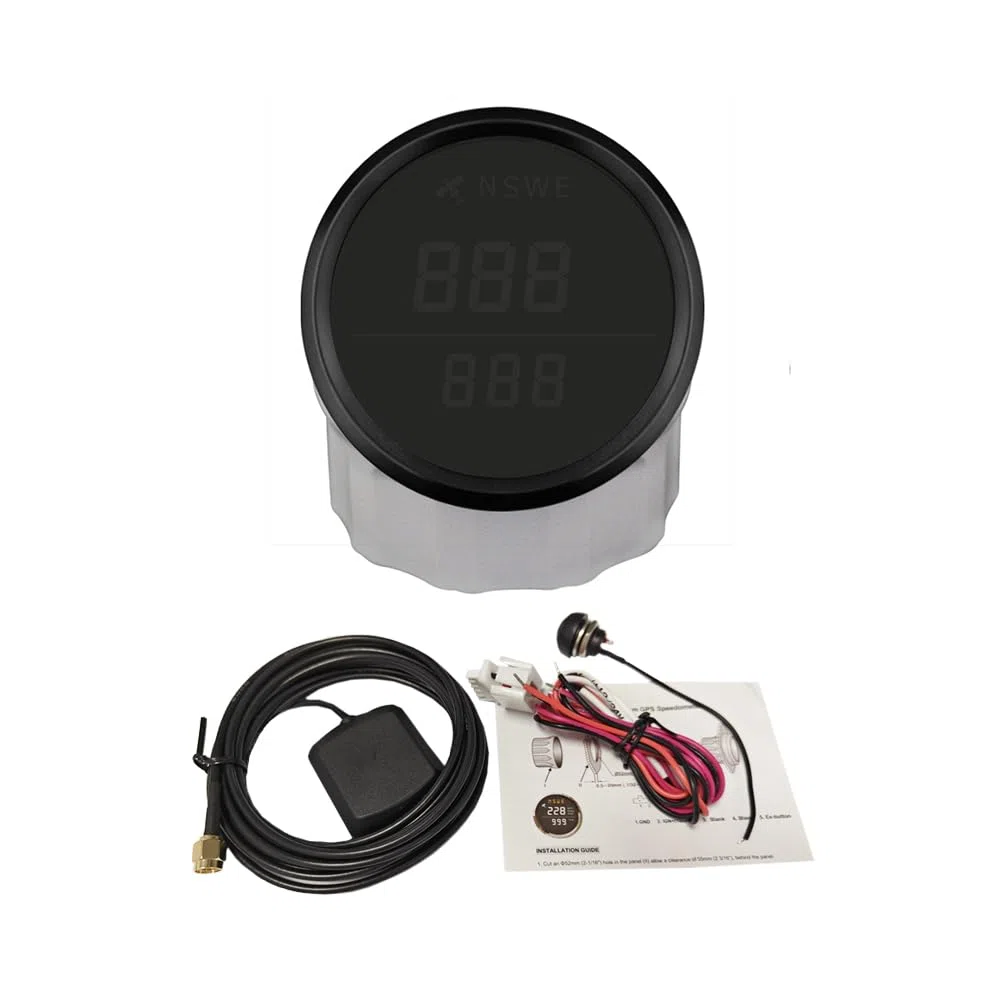 ELING 52 mm tachimetro universale GPS 0-999 km/h nodo mph con percorso su fondo retroilluminato 12V 24V per barche a vela marina