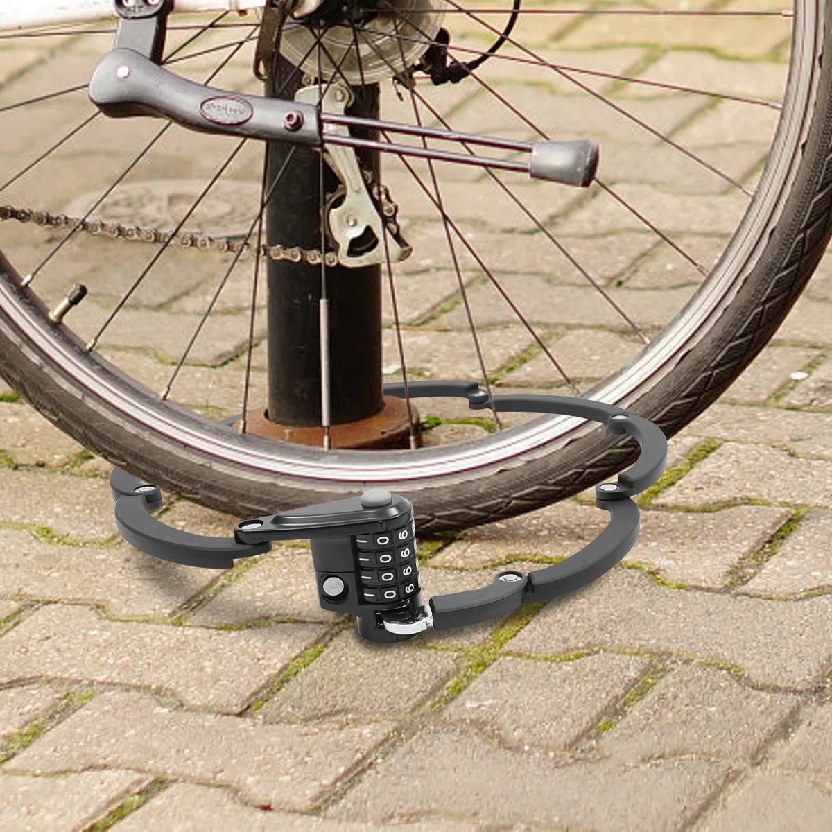 Lucchetto pieghevole per bicicletta, lunghezza 85 cm, combinazione a 4 cifre, per bicicletta, e-bike, bici da corsa, mountain bike
